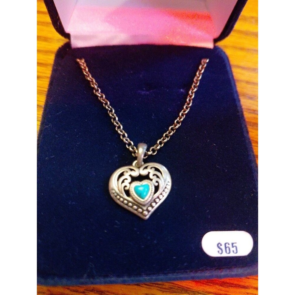 NWT The Montana Silversmiths Fierce Hearts Necklace Open Heart Turquoise Stone